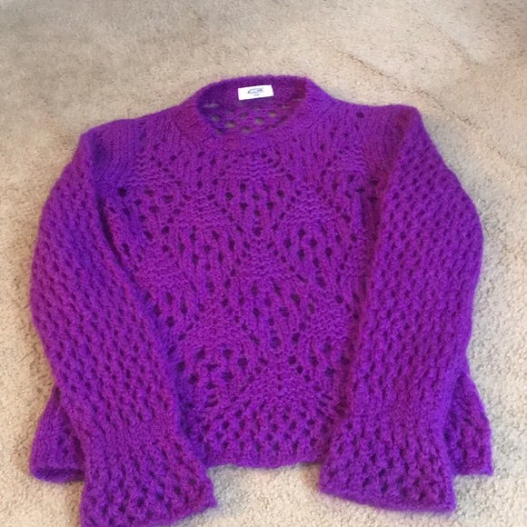 🌸NEW🌸 Moschino Jeans Vintage Purple Knitted Diamond Shape Sweater - Picture 1 of 16